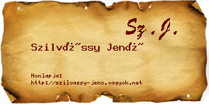 Szilvássy Jenő névjegykártya
