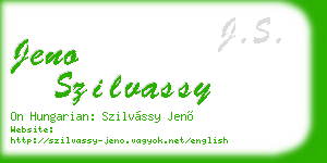 jeno szilvassy business card